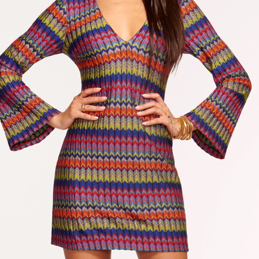 Ramy Brook Maya v-neck Dress Multi-color chevron print